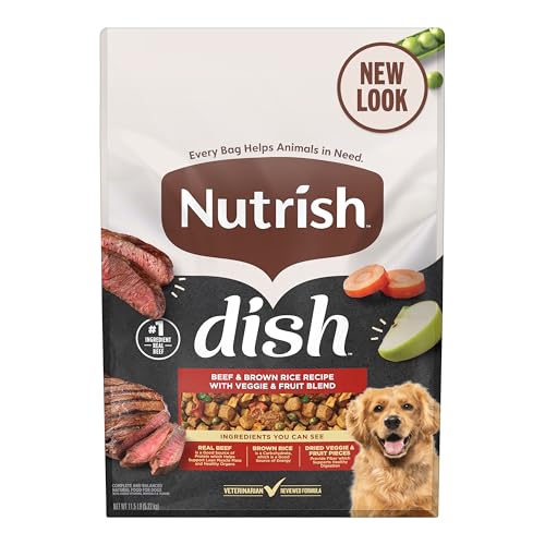 Nutrish Rachael Ray Dish Beef & Brown Rice Recipe with Veggie & Fruit Blend Dry Dog Food, 11.5 lb. Bag
