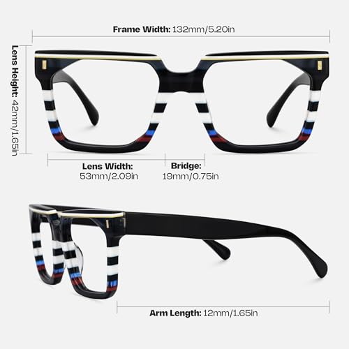Image of Zeelool Stylish Rectangle Eyeglasses Thick Frame Glasses for women /Men with Non-prescription Clear Lens Laguer ZJGA872500-01 Black
