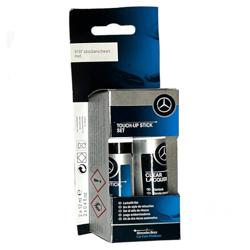 Genuine Mercedes Benz 2 Part Touch Up Paint 197 Obsidian Black 00098623509197