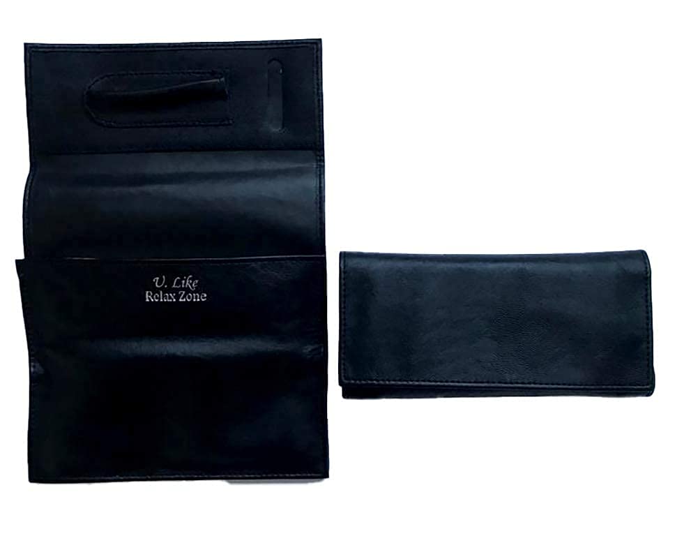 Smoking Pipe Tobacco Roll Up Pouch Case Bag for Pipe Tobacco Storage Tobacco Moisturizing Case and accessories as Pipe tamper, Pipe Cleaners (Black)