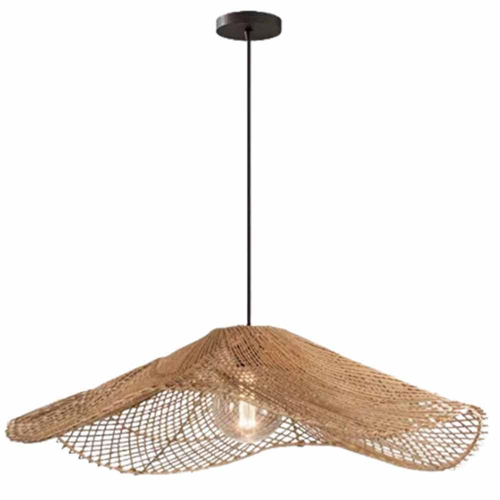 YANZHAOA Rattan Weaving Pendant Lights Japanese Retro Silent Wind Ceiling Fixture Country Wicker Rattan Home Lighting Hand Knitted Hanging Light Basket for Living Room, Dining Room And Bedroom