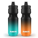 Amazon BuildLife 2 Pack Sports Water Bottle, 710ML Squeeze Water Bottle, Biking Water Bottles, BPA Free & Leakproof Cycling Bottles for Hiking, Outdoor Sports Dishwasher Safe (BlackBlue+BlackOrange) #ad