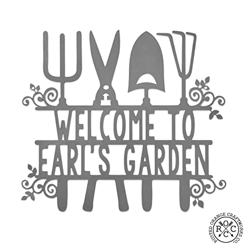 Rocc Rusted Orange Craftworks Co. Find Me In The Garden Custom Sign (12" Pitchfork Swirl)-Garden Signs Decorative Outdoor-Personalized Garden Signs-Outdoor Signs-Custom Outdoor Signs-Gardening Decor #TOP6