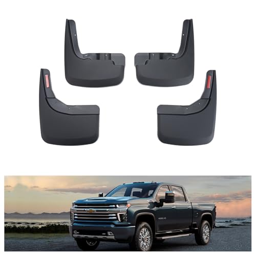Image of Kiwi Master Mud Flaps for 2019-2026 Chevy Silverado 1500 (Not Fits ZR2 /LT Trail Boss /Custom Trail Boss), Heavy Duty Mud Guards, Front & Rear Splash Guards, No Drill, 4 Pcs Set