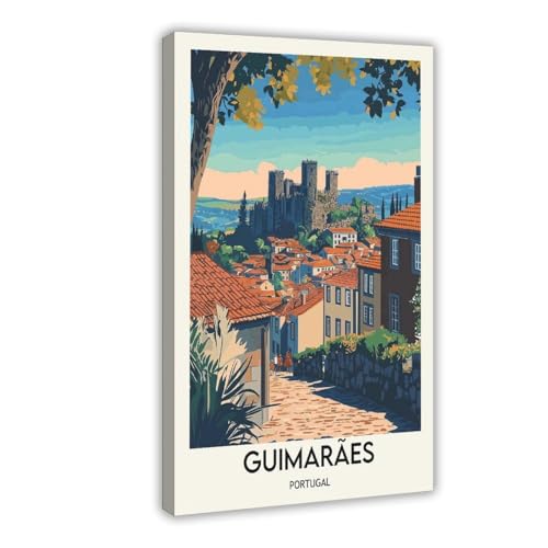FHDdtR Guimaraes Tourist Scenery Poster Bedroom Decor Sports Landscape Office Room Decor Gift Style:Frame 24x36inch