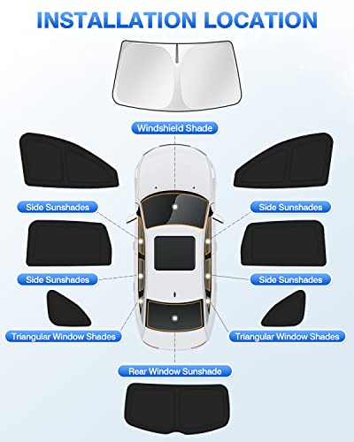 Image of Canvcle Sunshade for 2021-2025 2026 Acura MDX Accessories Windshield Sun Shade Side Rear Window Shade Cover Sun Visor Shield Privacy Protection Keep Vehicle Cool Black 8PCS