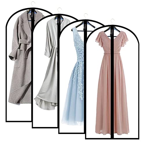 4pcs Fundas de Ropa, JSF Bolsa de Traje Transparente Bolsas de Ropa Cremallera Cubiertas de la Ropa, para Traje Camisas, Disfraces, Abrigos, Vestido60 x 160cm