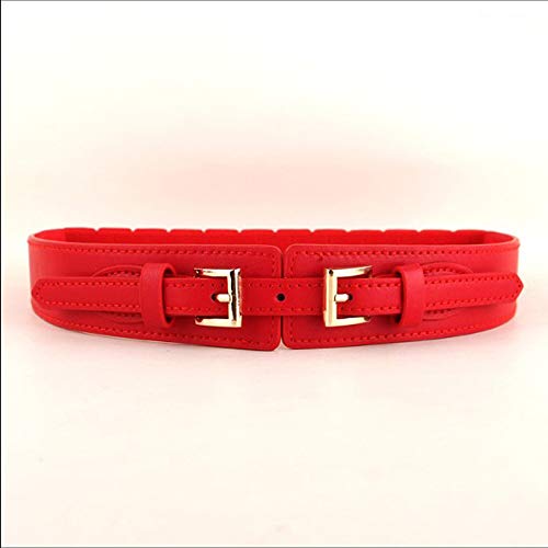 Worry-Free Women's Double Buckle Faux Leather Elastic Corset Waist Belt for Dress4