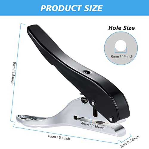1/4” Single Hole Punch,Hole Punch Paper Hole Puncher Heavy Duty Single Hole Punch Hole Punches Paper Punch Portable Hand Held For Tags Paper Cards Plastic Cardboard (6Mm Black) #TOP1