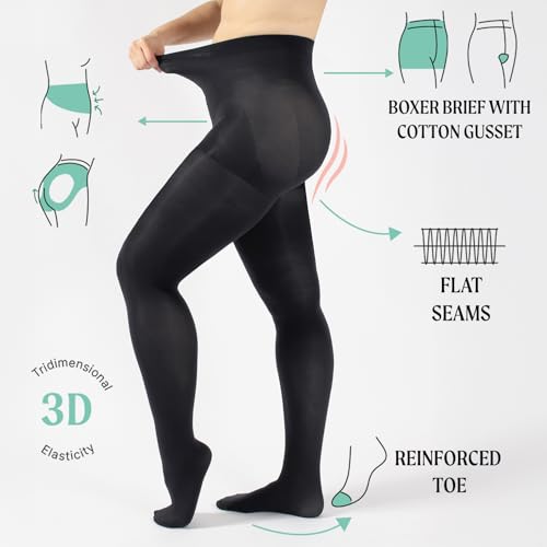 CALZITALY Opaque Shaping Tights | S, M, L, XL, XXL, 3XL, 4XL | Blue, Black | 80 DEN | Made in Italy3