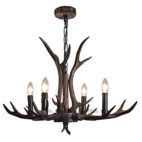 Lustre en bois de cerf noir à 6 lumières, le cadeau d'anniversaire de mariage idéal