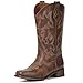 IUV Cowboy Boots For Women Square Toe Wide Cowgirl Mid Calf Western Pull On Fashion Cowboy Boots