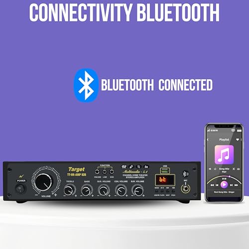 Image of TARGET TT-BK-AMP 826 Amplifier RMS 300 Watts 5.1 Channel Surround Six Tracks Stereo Amplifer Usb, Bluetooth, Av, MIC