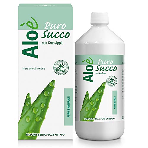 Erboristeria Magentina Aloé Aloe puro zumo con manzana cangrejo puro y natural, 1000 ml