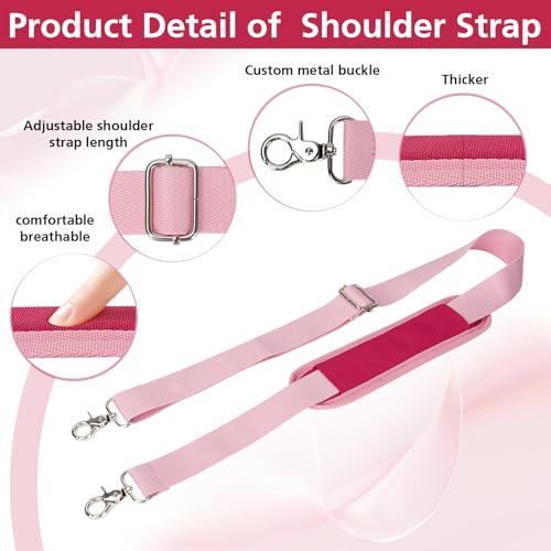 Shoulder Strap for Stanley All Day Soft Cooler Bag, Soft with Thick Fixed Shoulder Pad for Stanley All Day Quencher Carry Bag and Midi Lunch Box, Double Adjustable Buckle and Metal Hooks,Pink by XHJH - Image 4