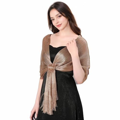MUQU Shawls and Wraps for Evening Dresses - Women Sparkling Wedding Formal Elegant Pashmina Shawl for Women（With Buckle）4