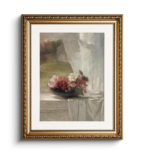 HUARCEY Quadro in tela con cornice dorata, stile vintage, decorazione da parete classica, per soggiorno, camera da letto, bagno, cucina, casa colonica, decorazione estetica, 33 x 40 cm, piccolo