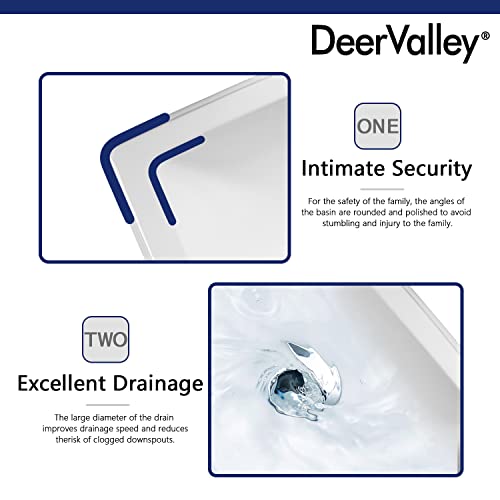 26"L X 20"W Rectangular Pedestal Sink, Deervalley Dv-1P521 Apex White Ceramic Pedestal Bathroom Sink With 3 Faucet Holes At 4" Faucet Centers, With Overflow #TOP7