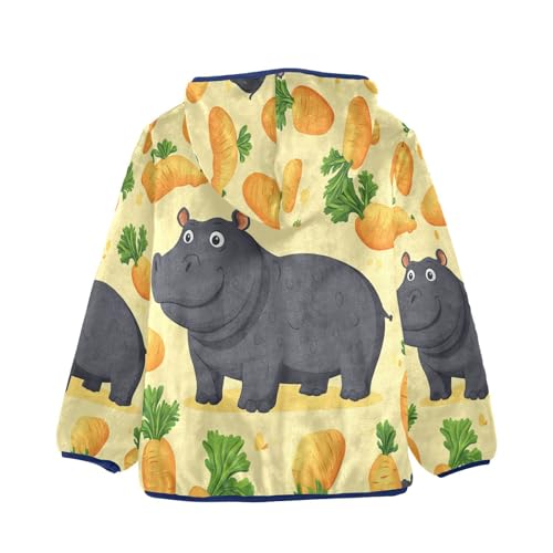 Carrots and Hippo Toddler Fleece Jacket Girl Boys Hooded Fleece Jacket Coat Warm Outwear Zip-up 3-10T2