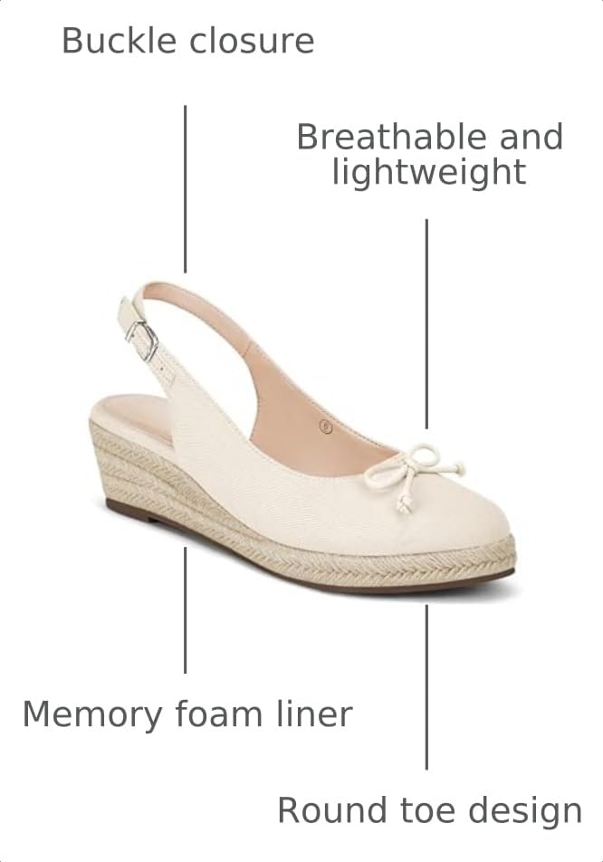 Image of Womens Closed Toe Espadrilles Wedges Shoes Platform Slingback Mid Low Heel Canvas Bow Dress Sandals