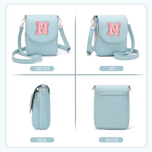 Image of Viverte Crossbody Purse for Teen Girls Small Initial Cell Phone Toddler Purse Leather Triple Compartment Crossbody Bags