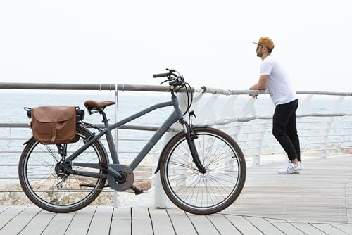 Via Veneto Original - Vintage Seitentaschen für Fahrräder, Farbe Braun, Retro-Hecktasche für City Bike, Unisex für Erwachsene, Einheitsgröße, hergestellt in Italien