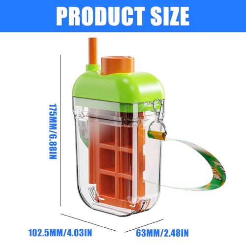 Botella con cubitera y pajilla 2 en 1 portátil miniatura 6