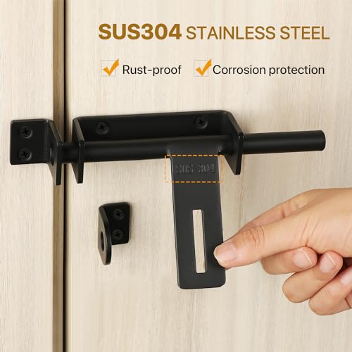 Sayayo Gate Latch for Wooden Gates Garden Gate Lock Heavy Duty SUS304 Stainless Steel Solid Door Bolt 160MM Length - Image 3