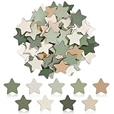 JarThenaAMCS 45 Pcs Star Extra Tokens for Reward Jar Sage Green Colored Star Shape Wooden Cutouts Tokens with Linen Pocket for Back to School Classroom Student Teacher