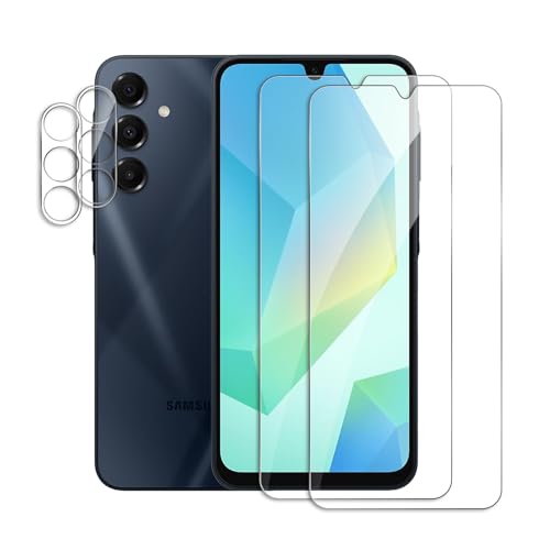 2+2 Stück Panzer Schutz Glas für Samsung Galaxy A16 2 Stücke Schutzfolie Mit 2 Stück Kameraschutz 9H Härte Glas Folie Displayschutz HD Klar Anti-Kratz Anti-Bläschen Panzerfolie