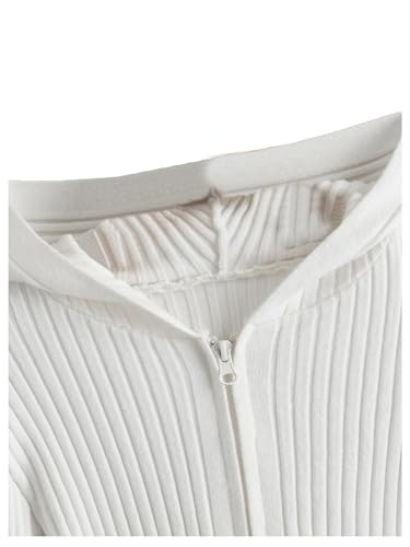 SHENHE Girl's Zip Up Hooded Sweater Ribbed Knit Lightweight Cropped Cardigan Sweater Jacket3