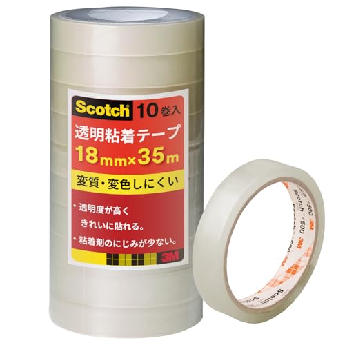 3M スコッチ 透明テープ 10巻パック 18mm×35m 大巻 500-3-1835-10Pのサムネイル