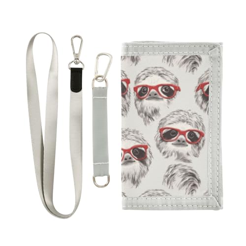 Wusikd Sloth Sunglasses Kids Wallet for Boys Girls Toddler Trifold Wallet Novelty Wallet for Teens Women Men