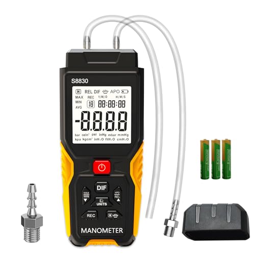 Manomètre de pression différentielle gaz HVAC 36,8 KPa avec 12 unités de mesure