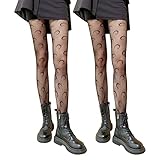 SERAPHY 2 Paar Strumpfhose Damen Muster Sexy Netzstrumpfhose Jacquard Spitze Aushöhlen Gemusterte Strumpfhosen