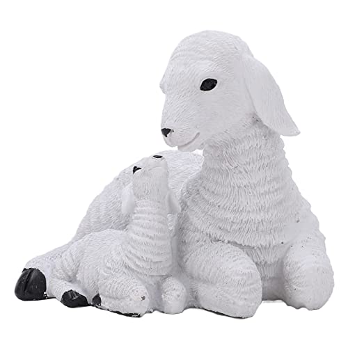Sheep Figurine,White Lamb Ornament,Rustic Style Distressed Look Resin Sheep Nativity Figurines,Farm Themed Style Crafts,Sheep Nativity Figurines for Home Decor & Holiday Decoration