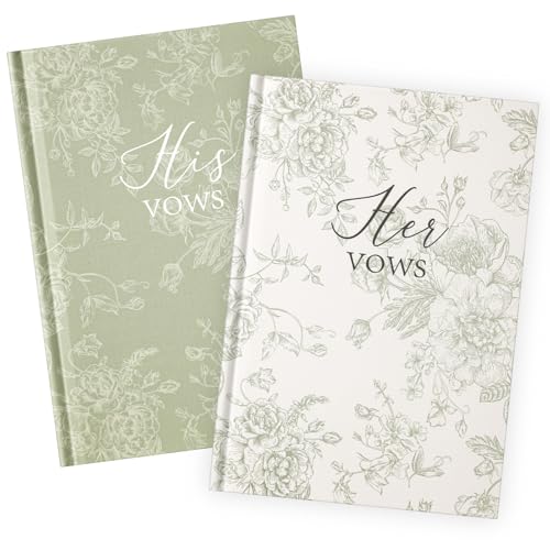 Image of Engrowtic Set of 2 Wedding Vow Books His and Hers (6.06x4.17) Premium Wedding Keepsake Essentials Elegant Bridal Shower Engagement Ceremony Gift for Bride Groom(Green,Floral)