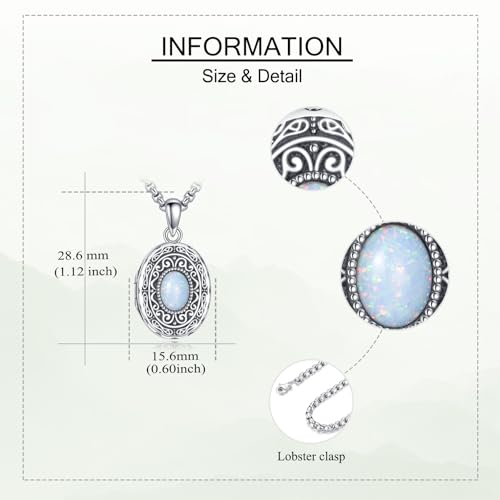 MONGAS Filigree Opal Photo Locket Necklace for Women Sterling Silver Opal Filigree Picture Locket Necklace Memorial Jewelry for Women Men2
