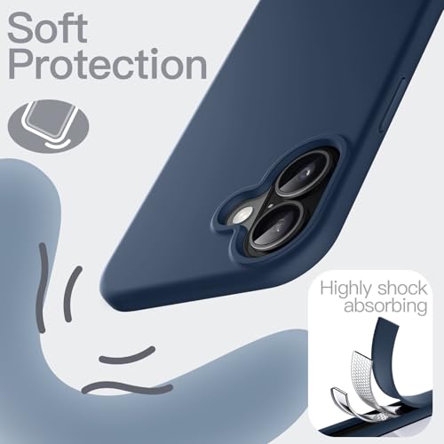 Image of JETech Liquid Silicone Case for iPhone 17 6.3-Inch, Silky Soft Touch Full-Body Protection, Anti-Scratch Shockproof Phone Cover with Microfiber Lining (Navy Blue)