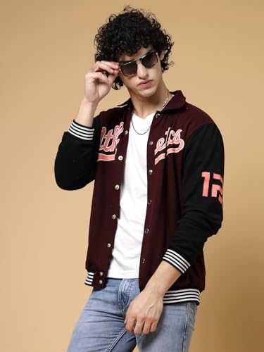 Image of Rigo Varsity Jacket for Men | Streetwear Varsity Jacket | Puff Print Varsity Jacket | Oversized Varsity Jacket for Men