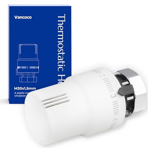 VANCOCO Thermostatkopf Heizkörperventil M30×1,5 mm, Wei...