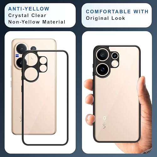 Image of CEDO Backcover for Vivo V60 (5G) / Vivo T4 Pro (5G) | Camera Protection Bump Shockproof Edge | Ultra Hybrid Transparent Acrylic Clear TPU+PC Hard Backcase Cover (Black)