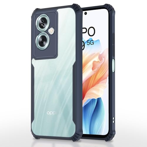 Image of Pikkme Oppo A79 5G Back Cover | Crystal Clear Transparent Back | Ultra Hyrbid | Full Camera Protection | Raised Edge | Bumper Back Case (Blue)