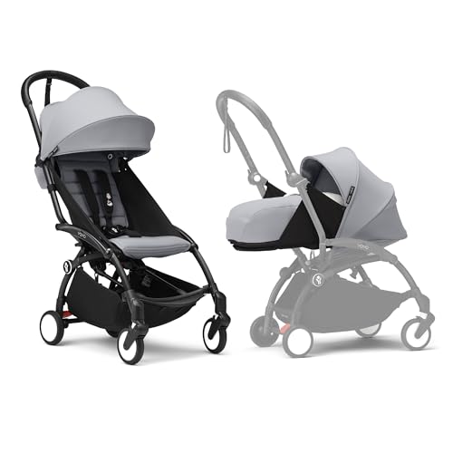 Passeggino Stokke YOYO3 con Newborn Pack - Include telaio nero, YOYO 6+ Color Pack (Stone) e 0+...
