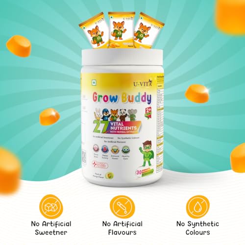 Image of U-VITA Grow Buddy Multivitamin Gummies for Kids (2+ Years), Mango, 30ct