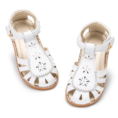 Image of THEE BRON Toddler Girls Closed-Toe Sandals Sweet Retro Cutout Summer Dress Shoes