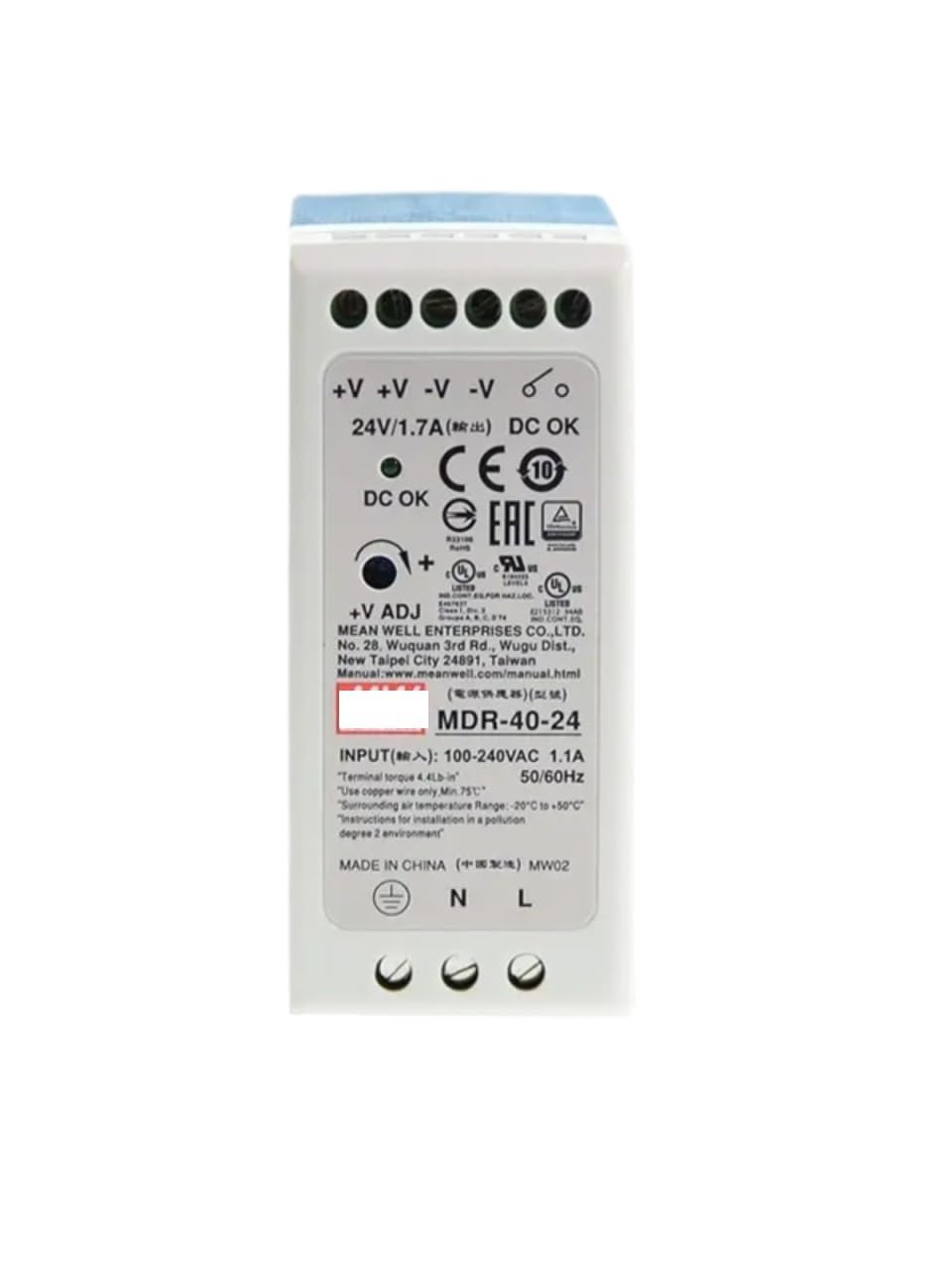 NURII Hutschienen-Netzteil, MDR-40-24, 40W 24V 1,7A, Schaltnetzteil