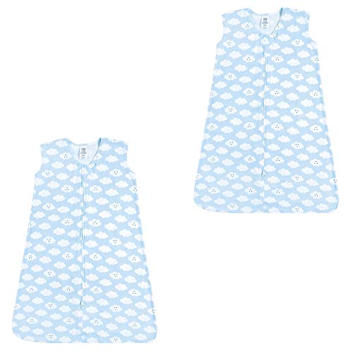 Image of Luvable Friends Unisex Baby Sleeveless Jersey Cotton Sleeping Bag, Sack, Blanket, Clouds Jersey 2-Pack, 12-18 Months