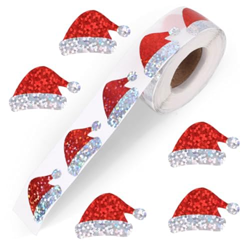 Pegatinas De Gorro NavideñO – Rollo De 500 Unidades，DecoracióN Festiva O Adhesivos Para Diarios De Mano. Perfectas Para Scrapbooking, Tarjetas Y Manualidades NavideñAs.