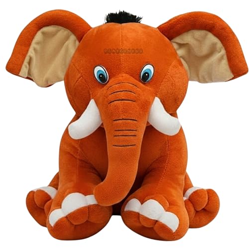 Image of Sitting Elephant Soft Toy - Orange | Super-Soft Plush Stuffed Animal for Girls Kids | Soft Stuff Toy for Kids | Ideal for Birthday Gift - 36 CM | Cute-Design & Washable